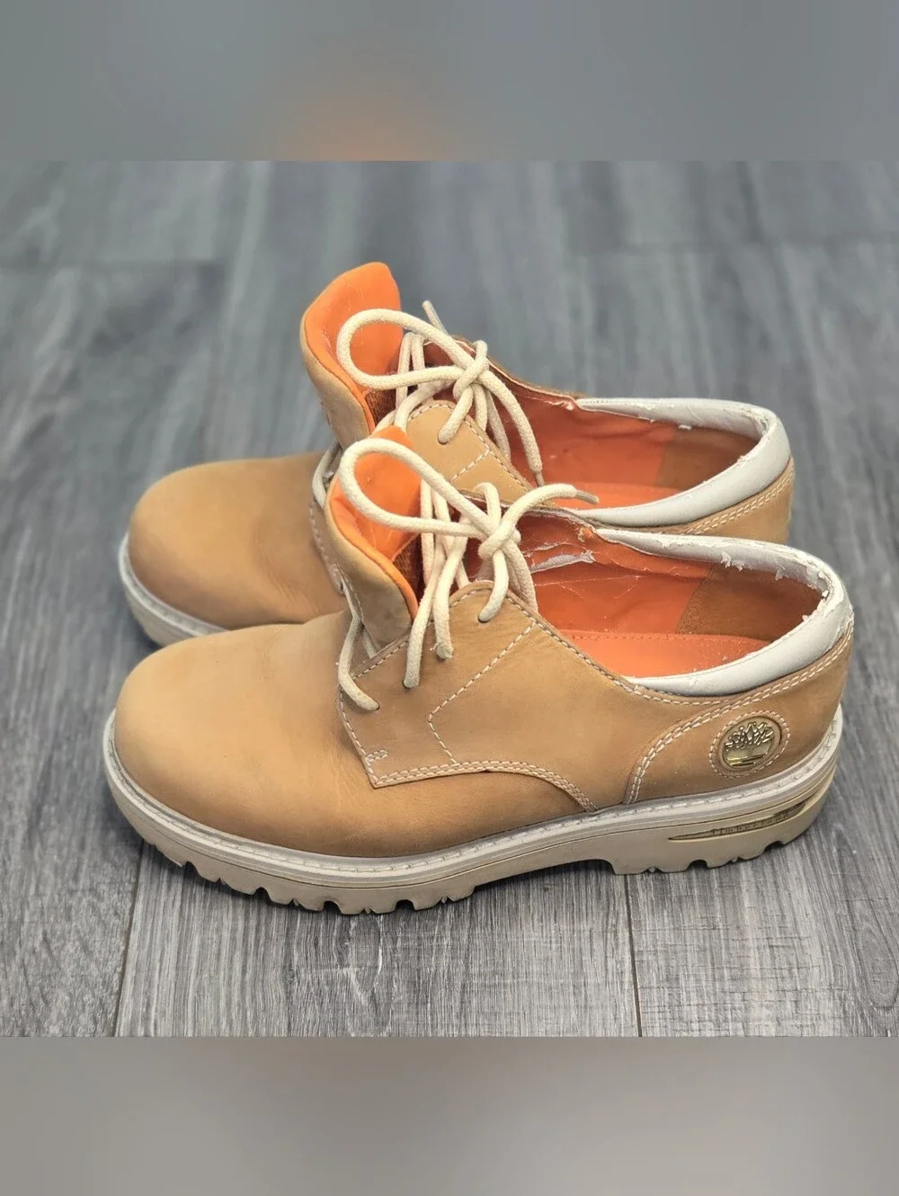 Timberland 59006 Wheat Nubuck Leather Rugged Oxford Shoes Men’s 8W Tan Lug Sole